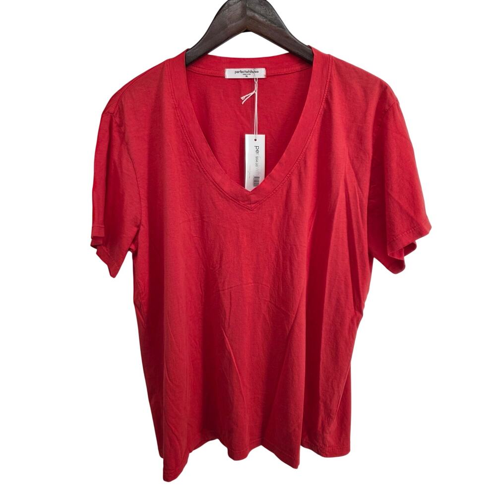 perfectwhitetee NEW Hendrix Short Sleeve Tee Poppy Red Size XL
